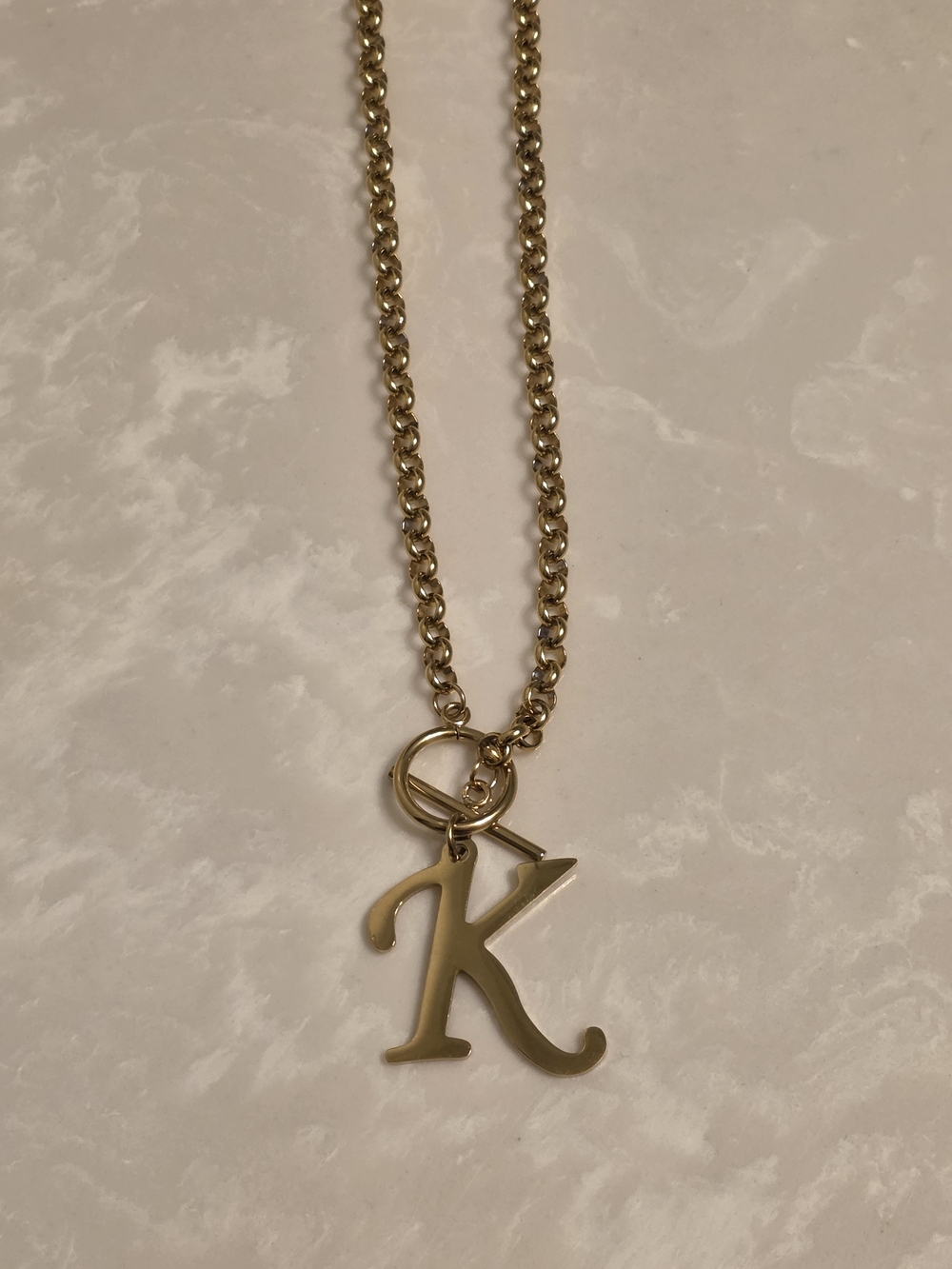 Gold Plated Initial K Choker Necklace